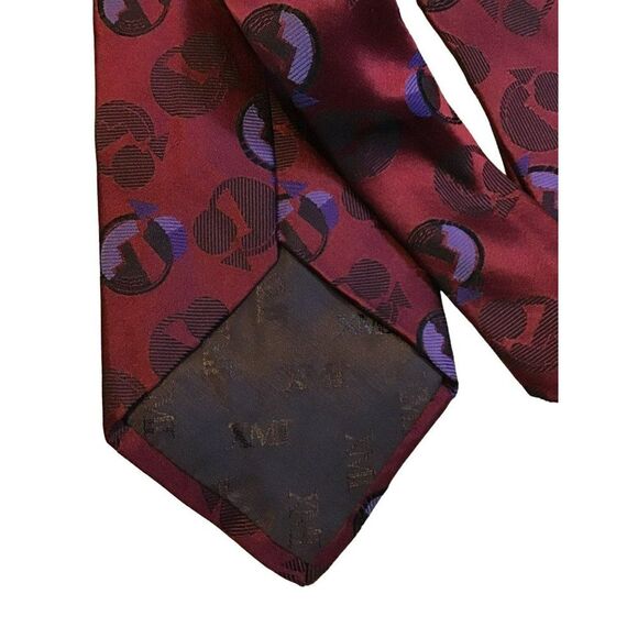 5/$10 XMI Silk Tie Blue Red Geometric 61in Men's New - Picture 4 of 6